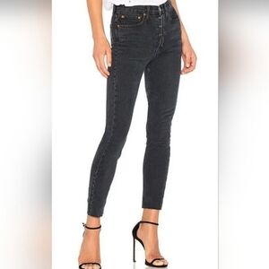 ❤️ RE/DONE 90'S HIGH RISE ANKLE SKINNY FRAY HEM JEANS, 0 (25)